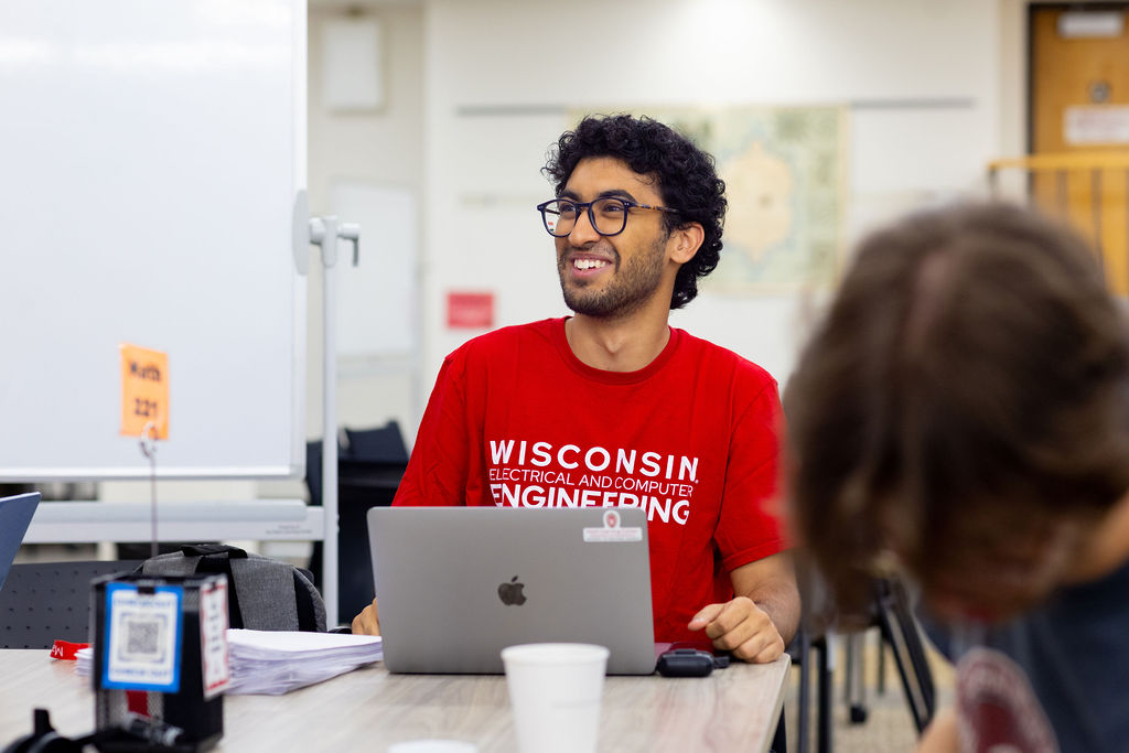 Student participates in a study session at a campus academic support center.